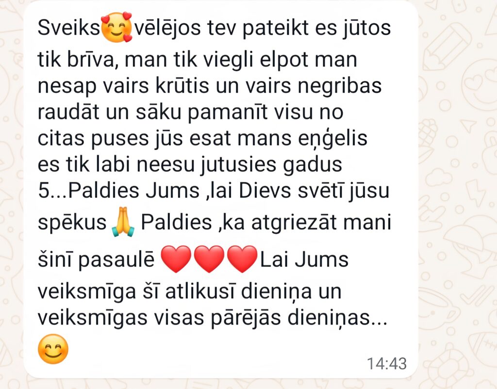 Klientu atsauksme par Aronbergs individuālo seansu