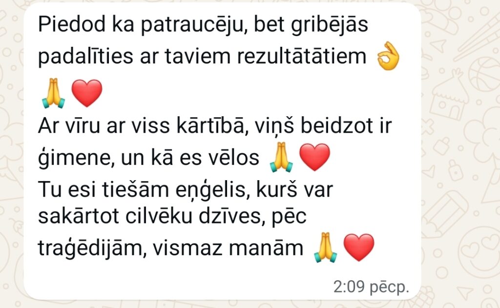 Klientu atsauksme par Aronbergs individuālo seansu
