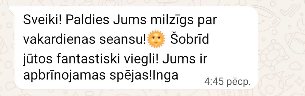 Klientu atsauksme par Aronbergs individuālo seansu