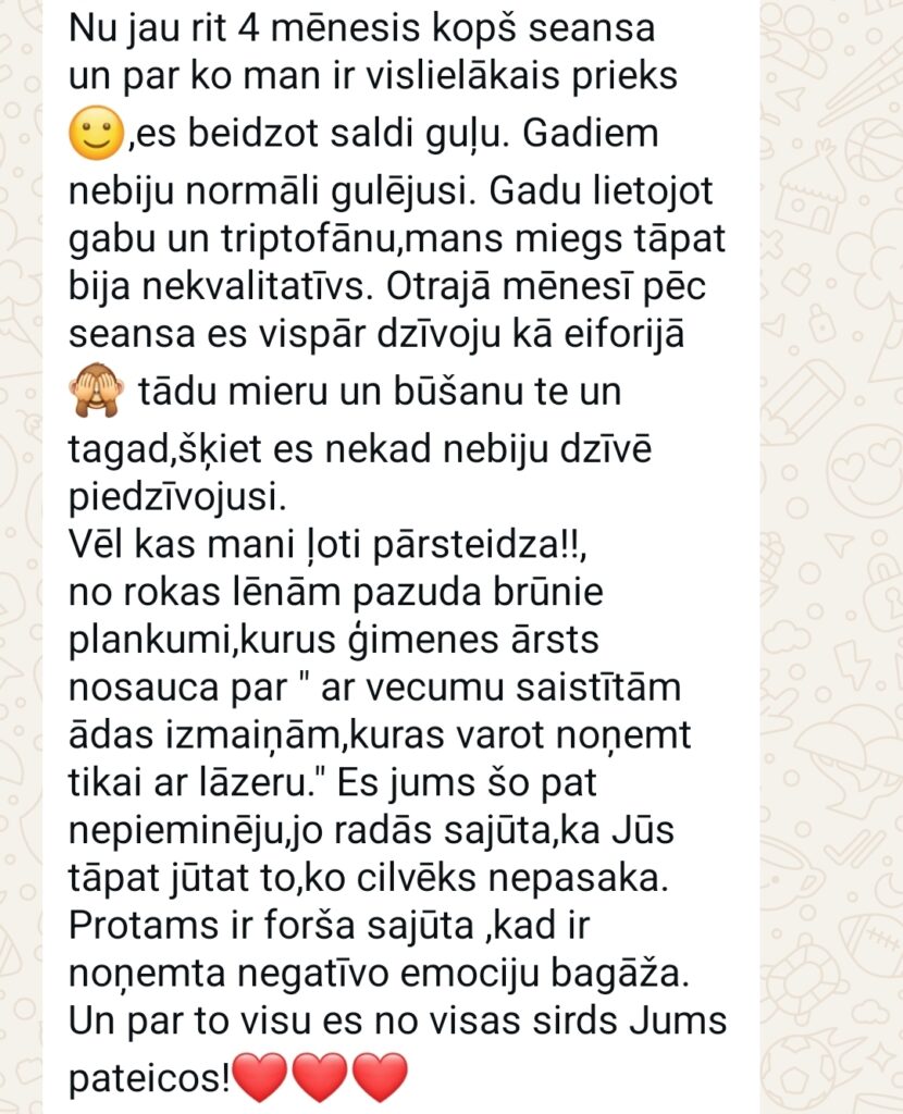 Klientu atsauksme par Aronbergs individuālo seansu
