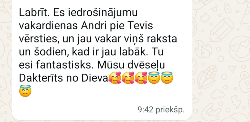Klientu atsauksme par Aronbergs individuālo seansu