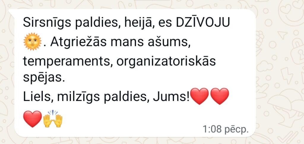 Klientu atsauksme par Aronbergs individuālo seansu