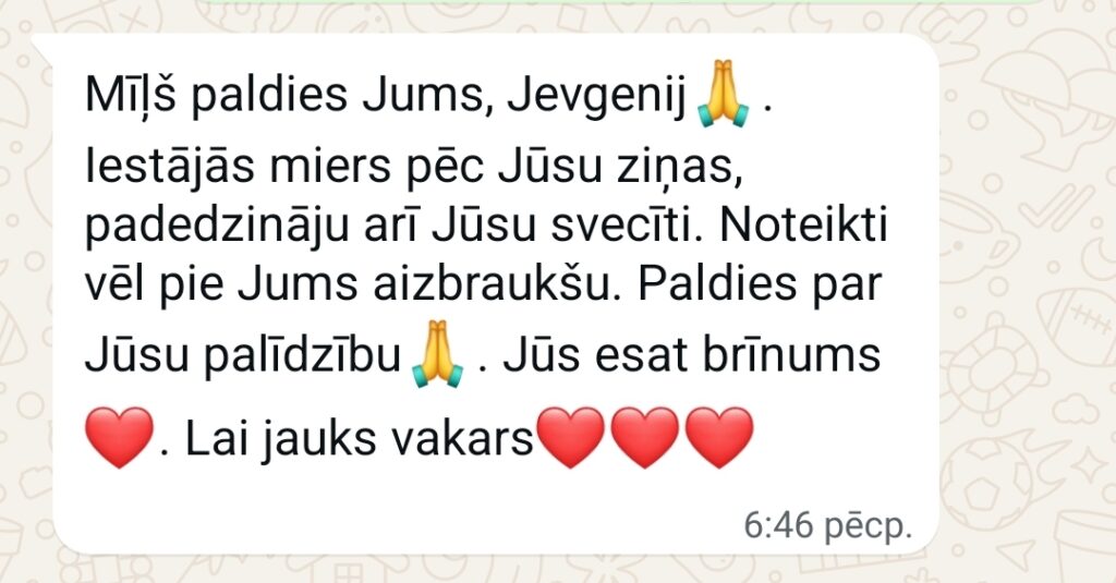 Klientu atsauksme par Aronbergs individuālo seansu