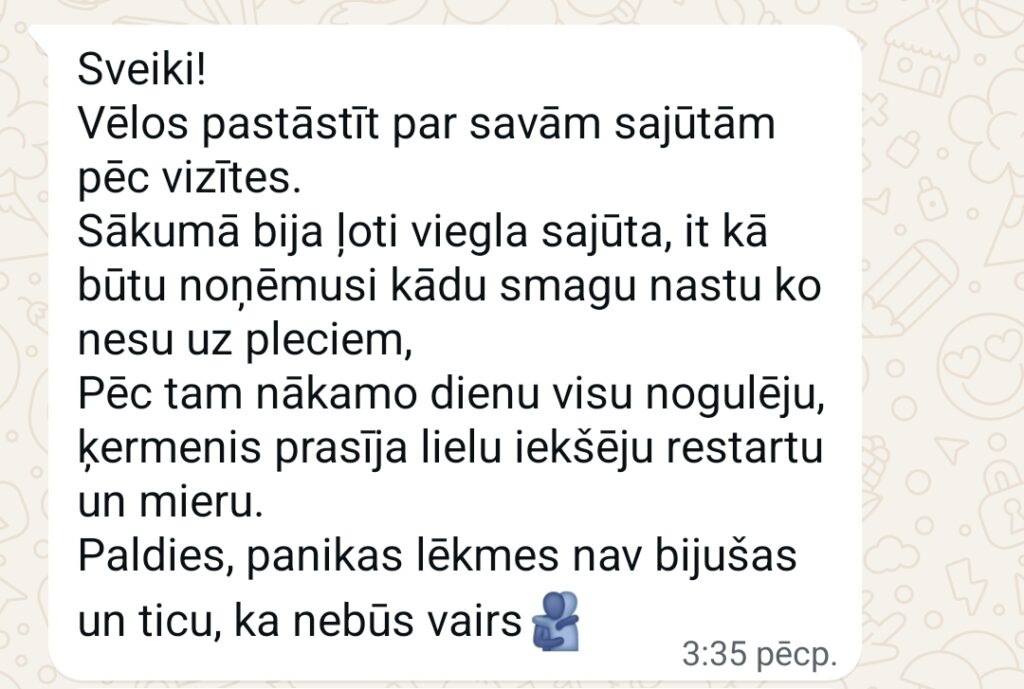 Klientu atsauksme par Aronbergs individuālo seansu