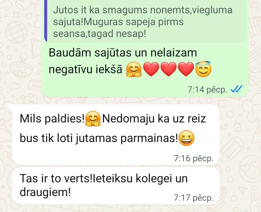 Klientu atsauksme par Aronbergs individuālo seansu