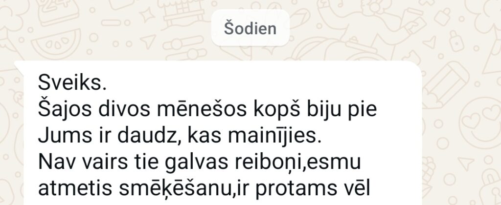 Klientu atsauksme par Aronbergs individuālo seansu