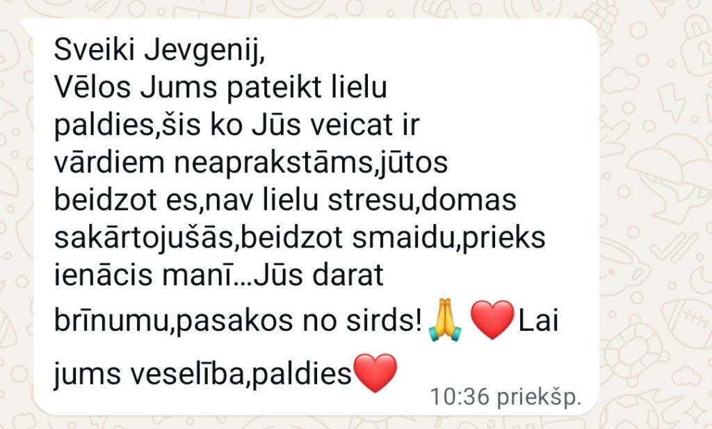 Klientu atsauksme par Aronbergs individuālo seansu