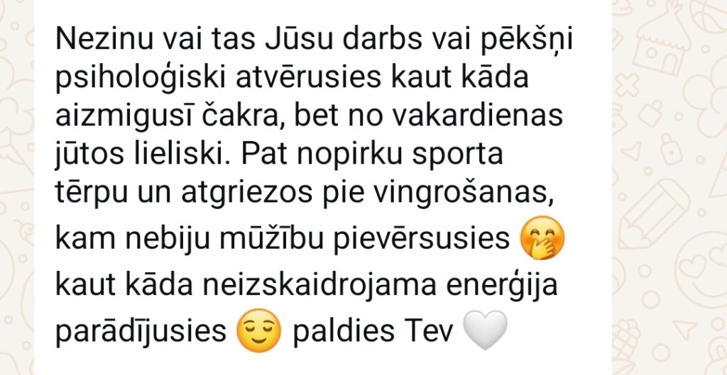 Klientu atsauksme par Aronbergs individuālo seansu