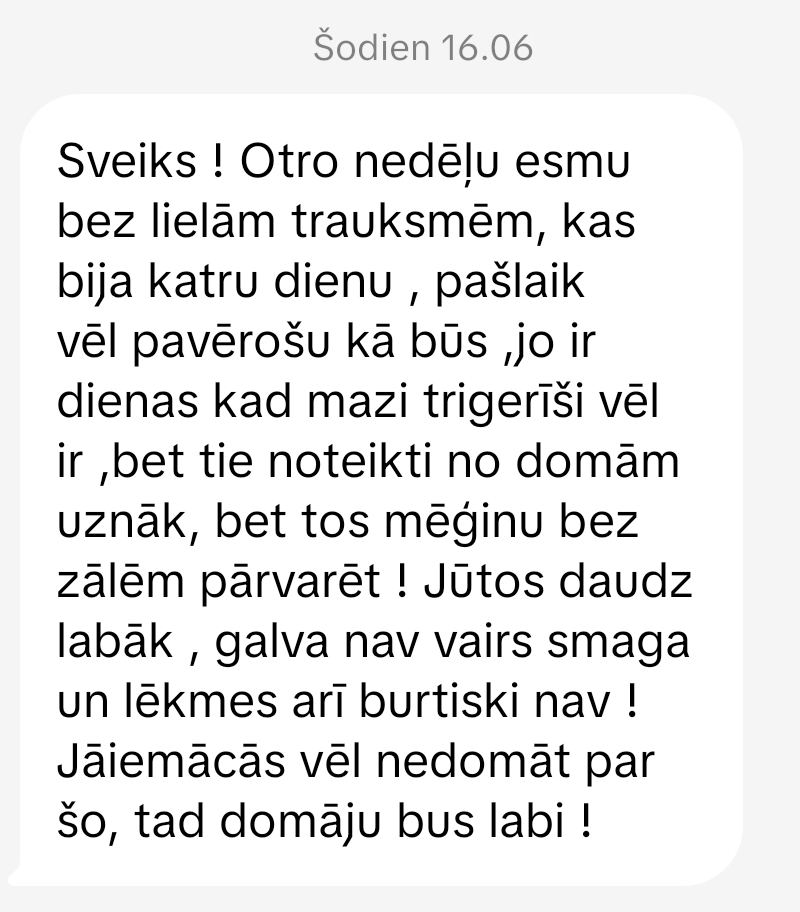 Klientu atsauksme par Aronbergs individuālo seansu