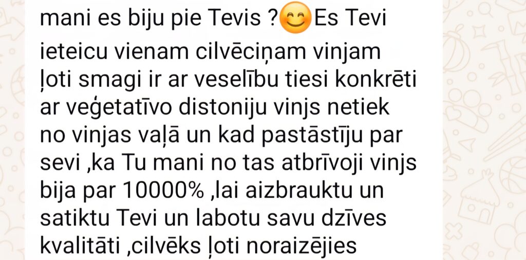 Klientu atsauksme par Aronbergs individuālo seansu