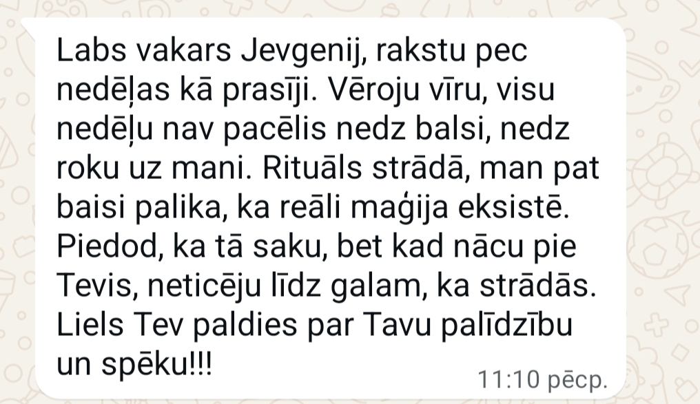Klientu atsauksme par Aronbergs individuālo seansu