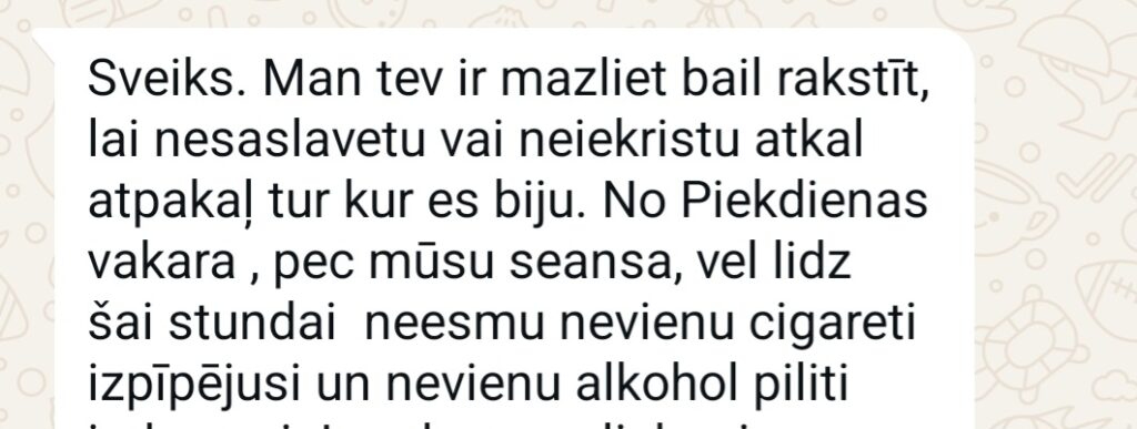 Klientu atsauksme par Aronbergs individuālo seansu