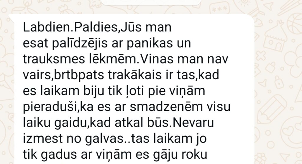 Klientu atsauksme par Aronbergs individuālo seansu