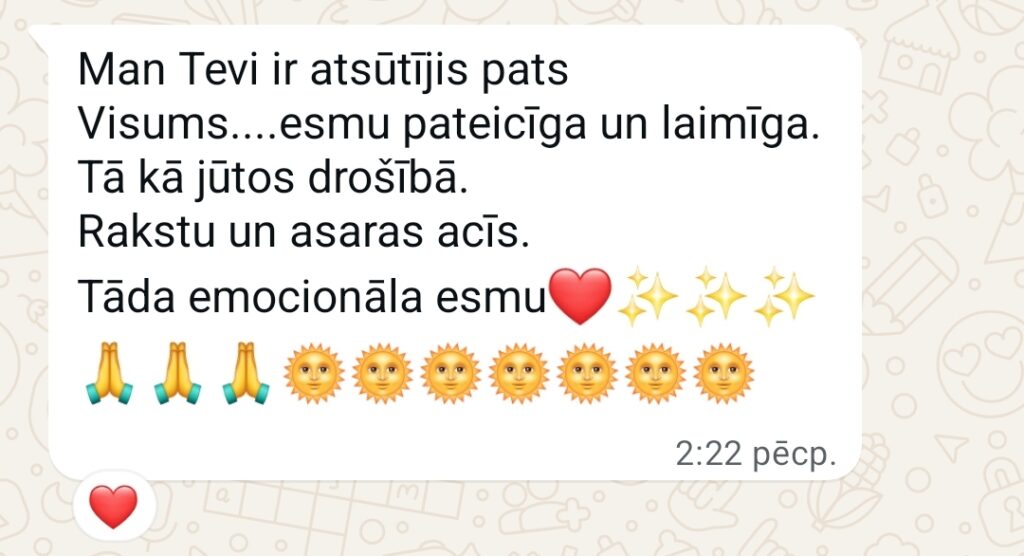 Klientu atsauksme par Aronbergs individuālo seansu
