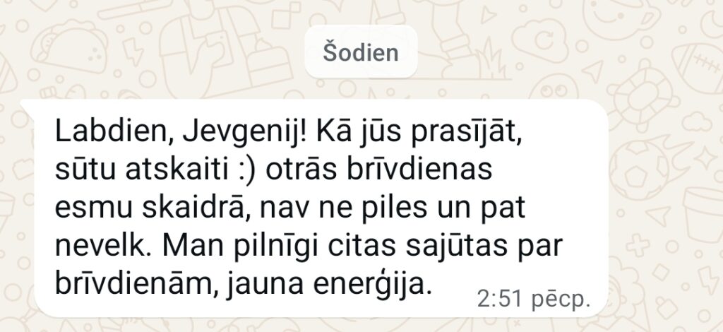 Klientu atsauksme par Aronbergs individuālo seansu