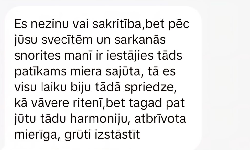 Klientu atsauksme par Aronbergs individuālo seansu