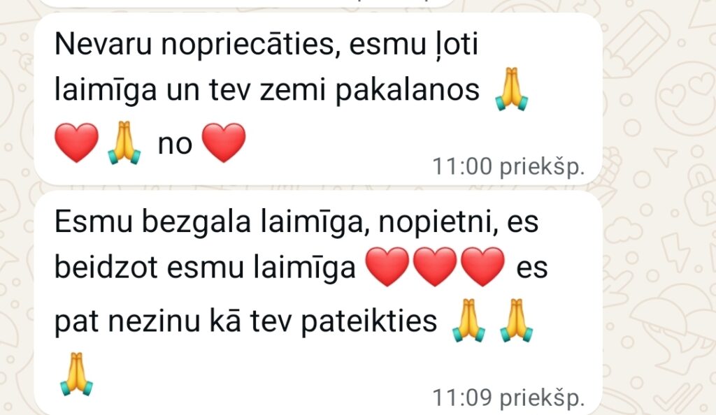 Klientu atsauksme par Aronbergs individuālo seansu