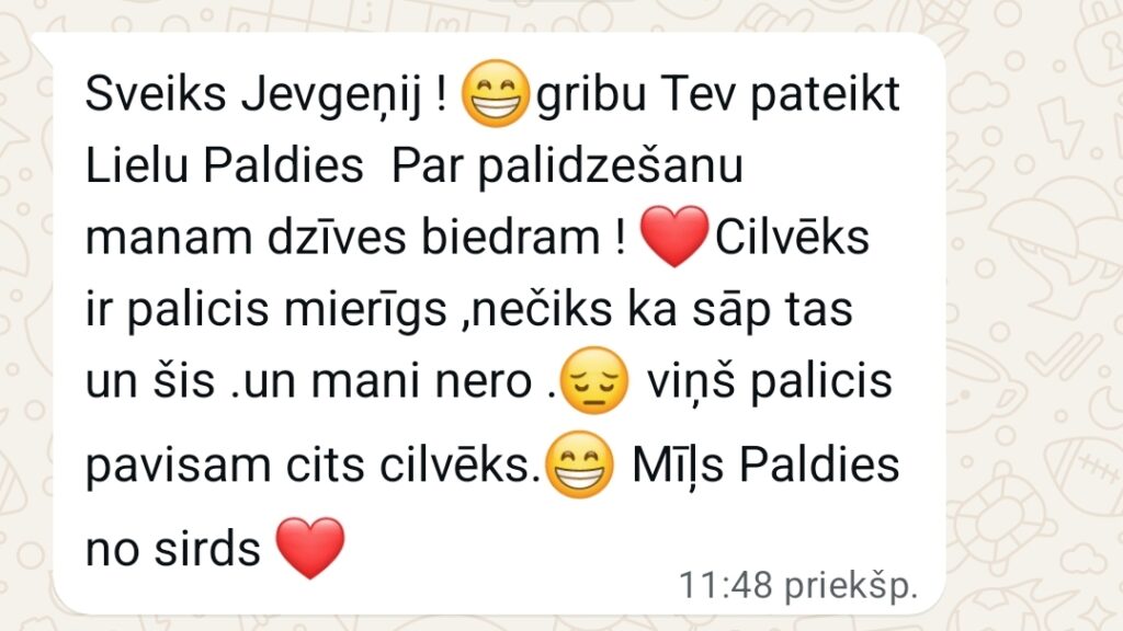 Klientu atsauksme par Aronbergs individuālo seansu