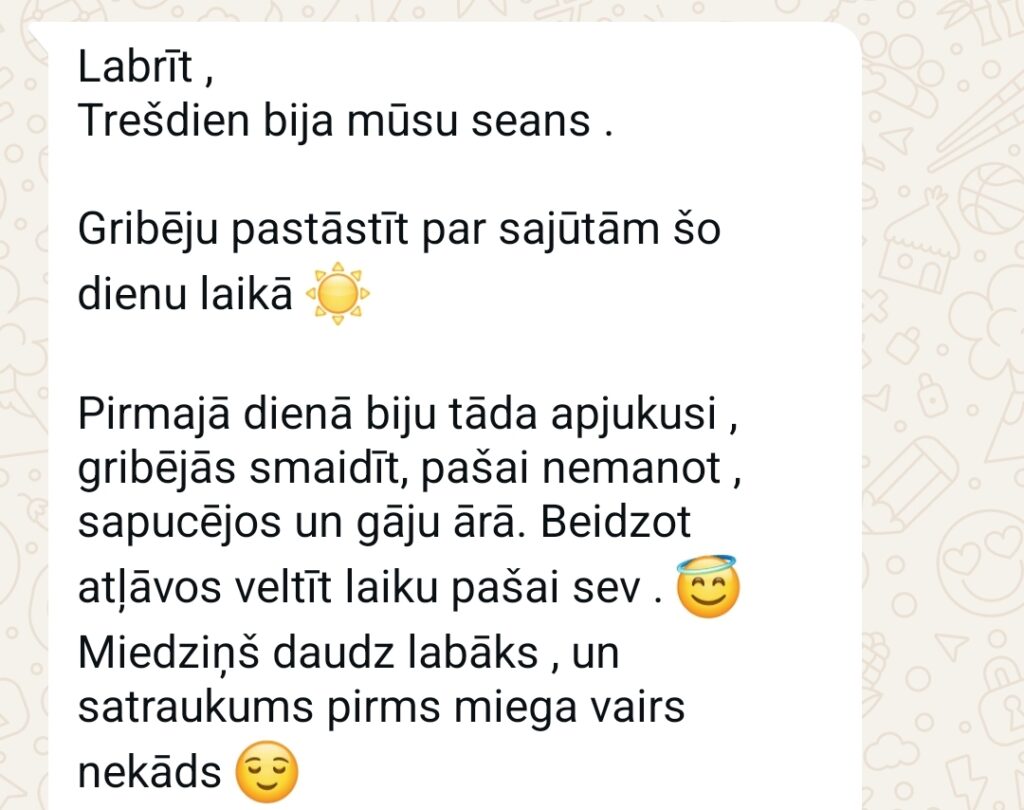 Klientu atsauksme par Aronbergs individuālo seansu