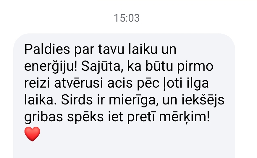 Klientu atsauksme par Aronbergs individuālo seansu