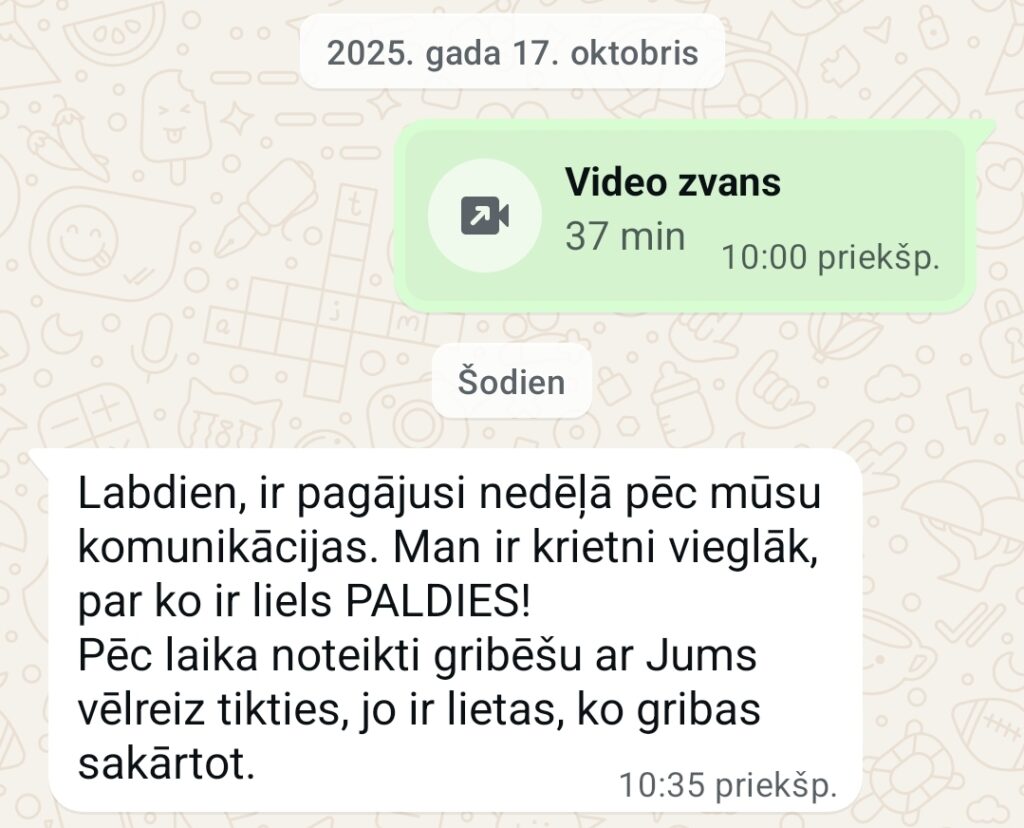 Klientu atsauksme par Aronbergs individuālo seansu