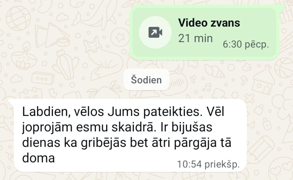 Klientu atsauksme par Aronbergs individuālo seansu