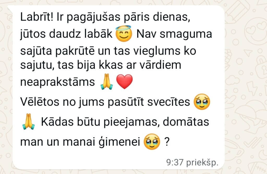 Klientu atsauksme par Aronbergs individuālo seansu