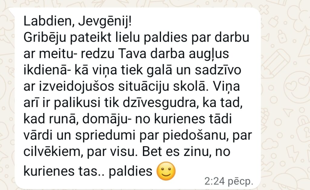 Klientu atsauksme par Aronbergs individuālo seansu