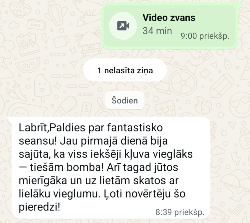 Klientu atsauksme par Aronbergs individuālo seansu