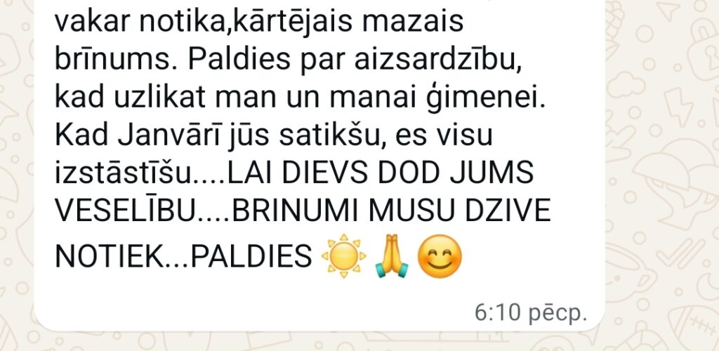 Klientu atsauksme par Aronbergs individuālo seansu