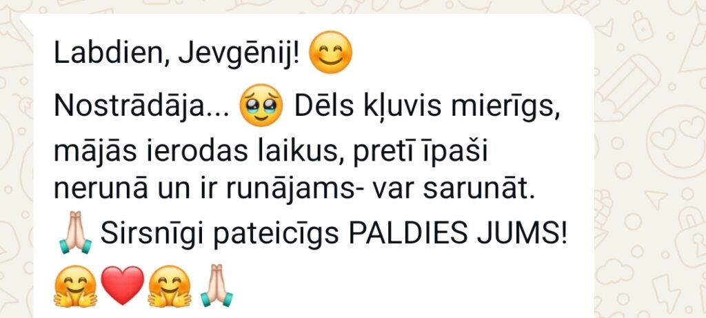Klientu atsauksme par Aronbergs individuālo seansu