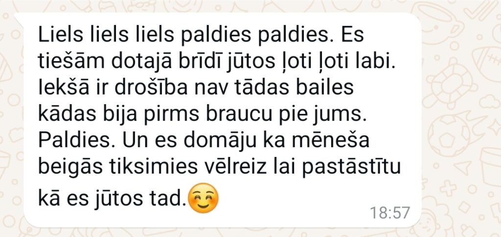 Klientu atsauksme par Aronbergs individuālo seansu
