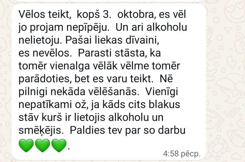 Klientu atsauksme par Aronbergs individuālo seansu