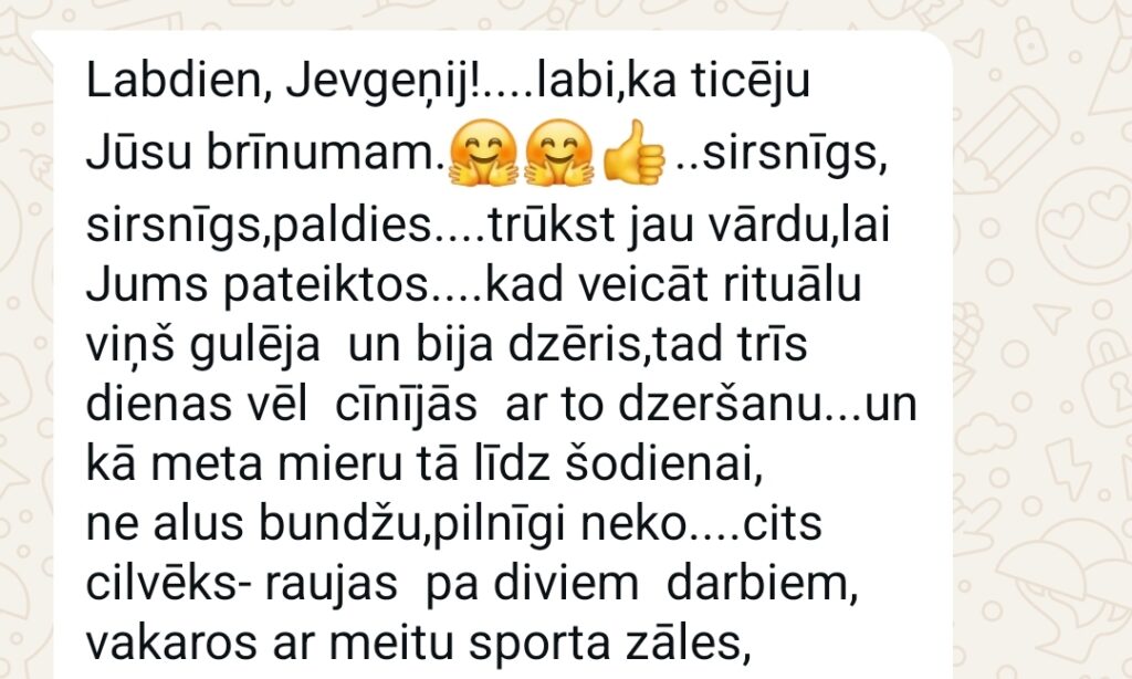 Klientu atsauksme par Aronbergs individuālo seansu