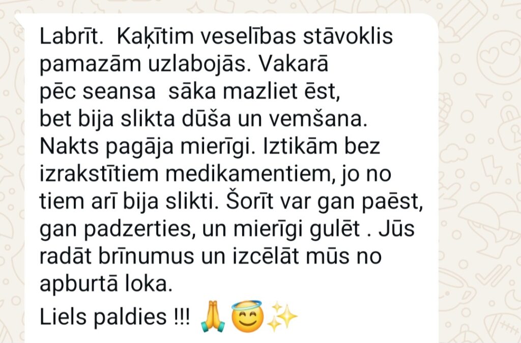 Klientu atsauksme par Aronbergs individuālo seansu
