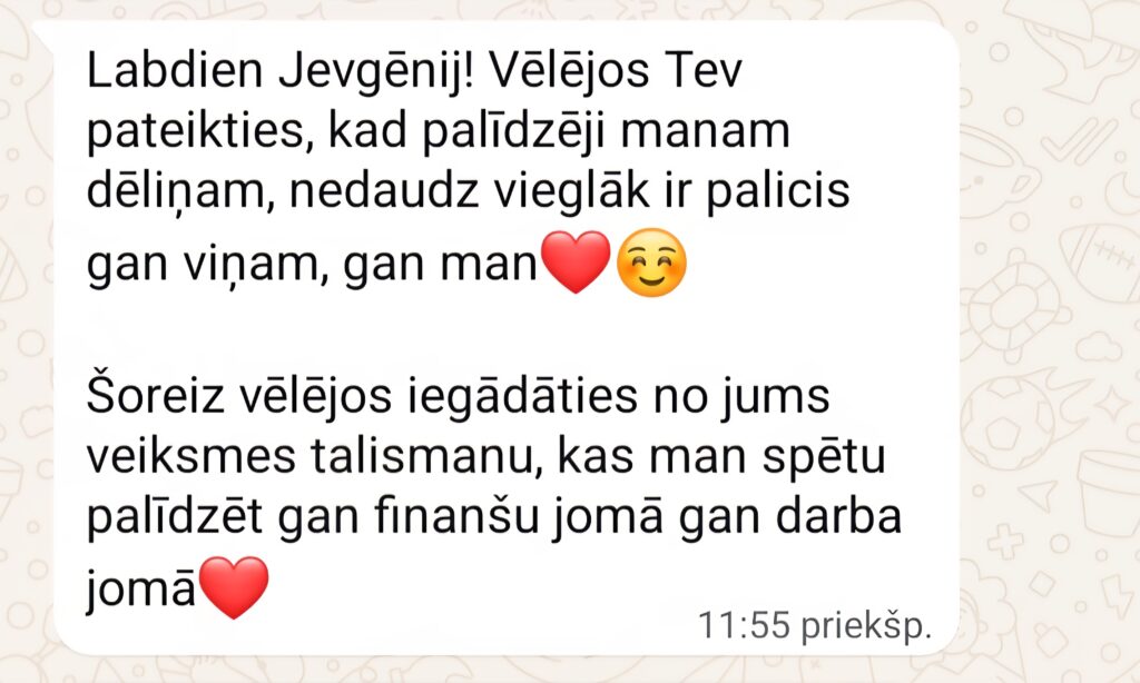 Klientu atsauksme par Aronbergs individuālo seansu
