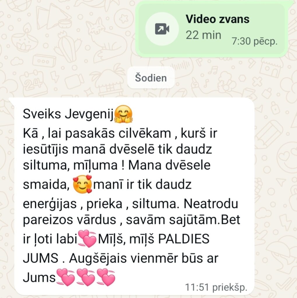 Klientu atsauksme par Aronbergs individuālo seansu