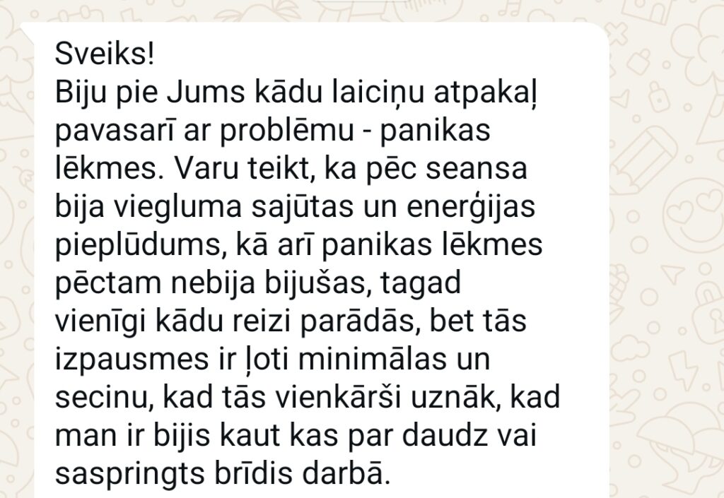 Klientu atsauksme par Aronbergs individuālo seansu