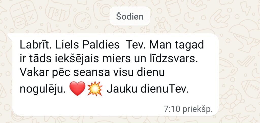 Klientu atsauksme par Aronbergs individuālo seansu
