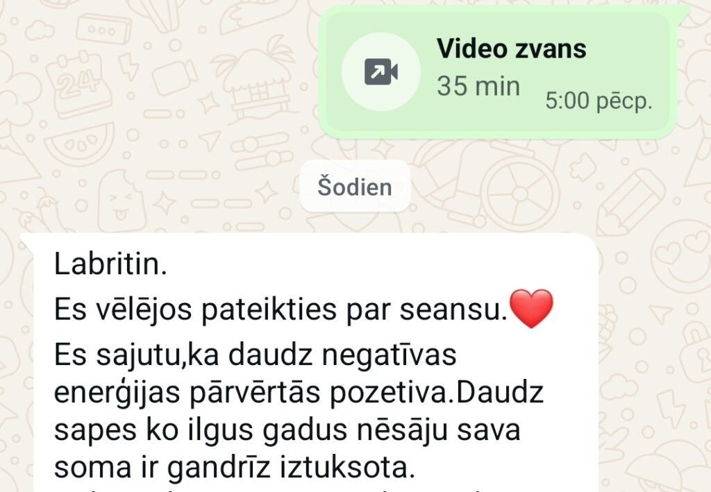 Klientu atsauksme par Aronbergs individuālo seansu