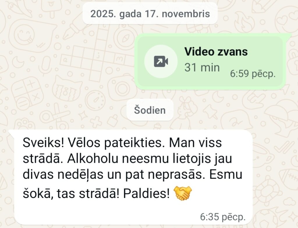 Klientu atsauksme par Aronbergs individuālo seansu