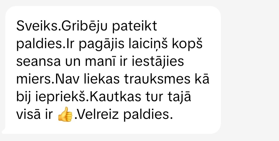Klientu atsauksme par Aronbergs individuālo seansu