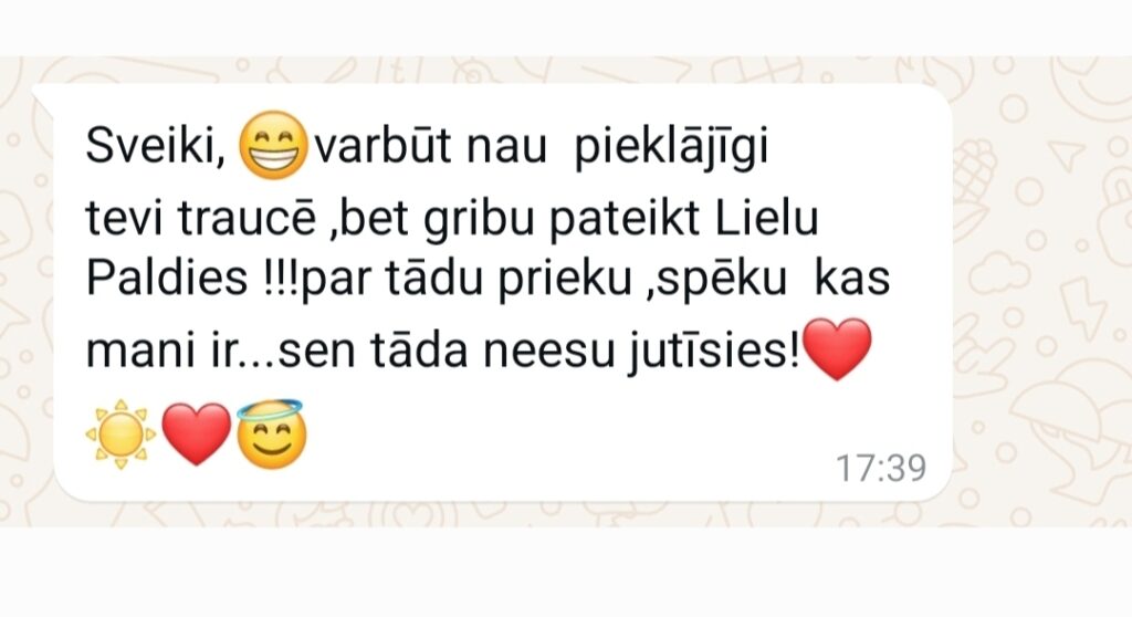 Klientu atsauksme par Aronbergs individuālo seansu