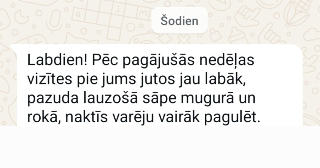 Klientu atsauksme par Aronbergs individuālo seansu
