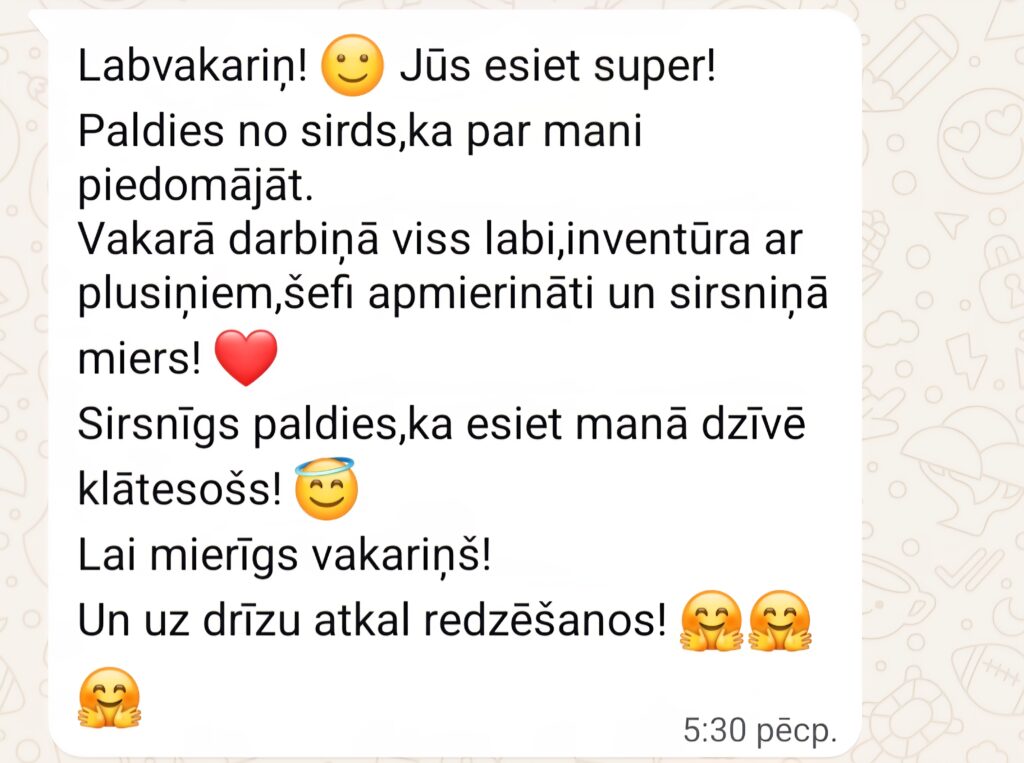 Klientu atsauksme par Aronbergs individuālo seansu