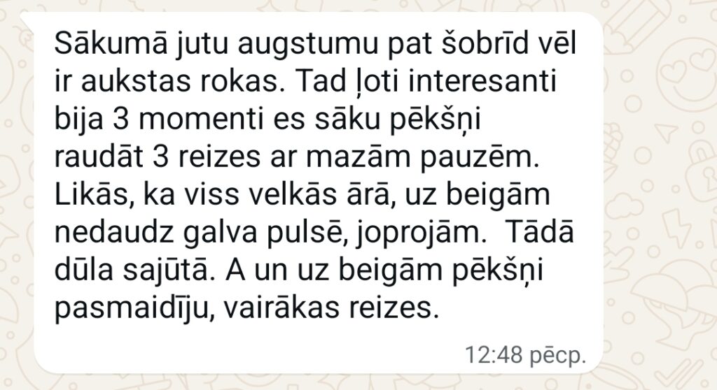 Klientu atsauksme par Aronbergs individuālo seansu