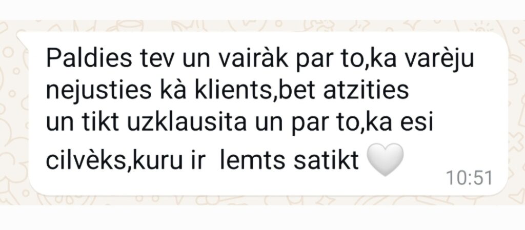 Klientu atsauksme par Aronbergs individuālo seansu