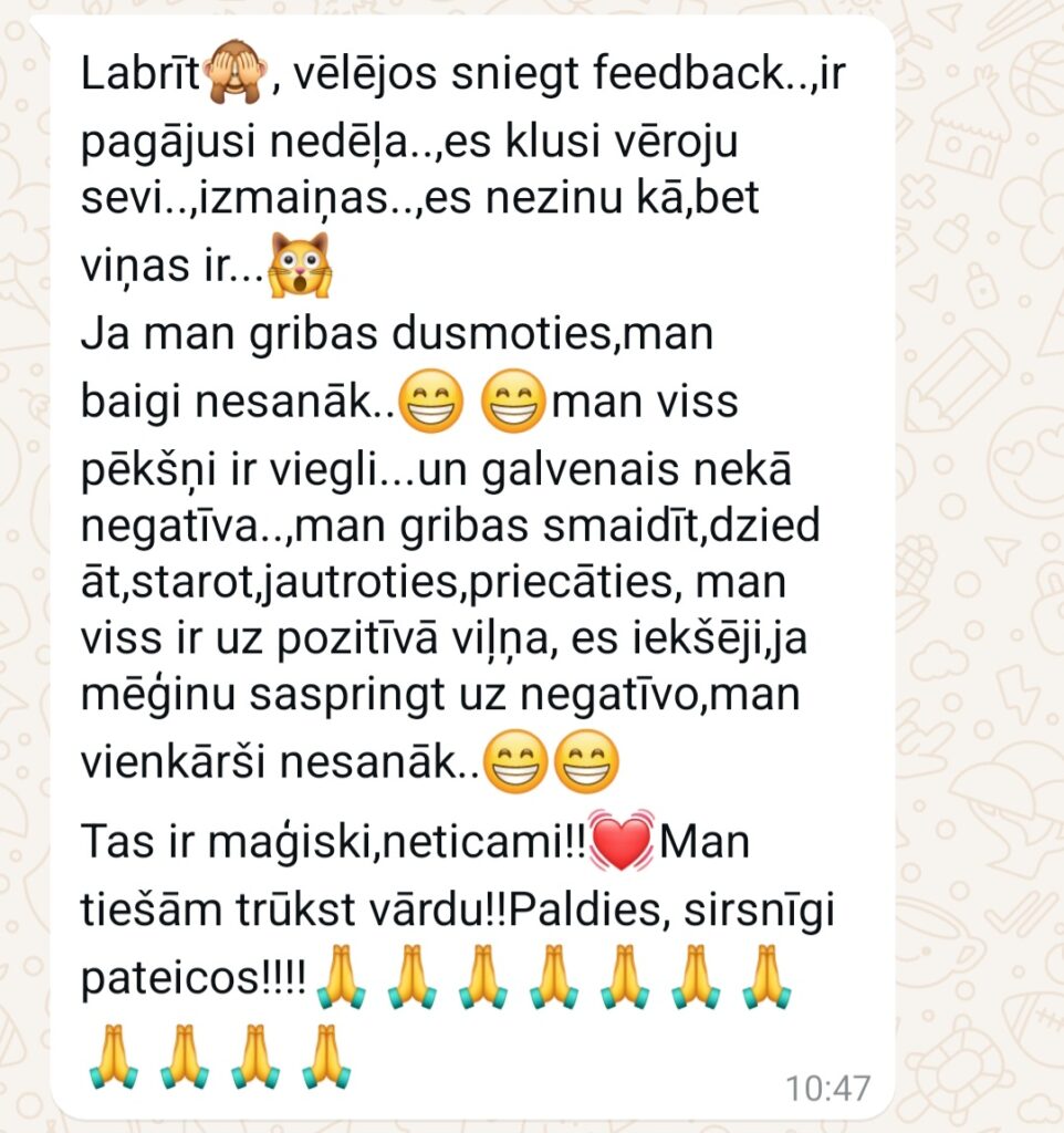 Klientu atsauksme par Aronbergs individuālo seansu