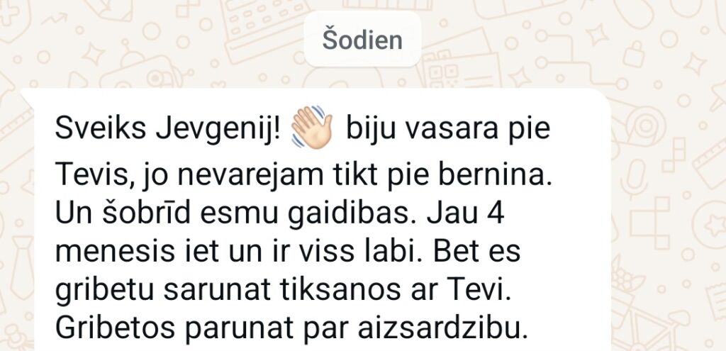 Klientu atsauksme par Aronbergs individuālo seansu