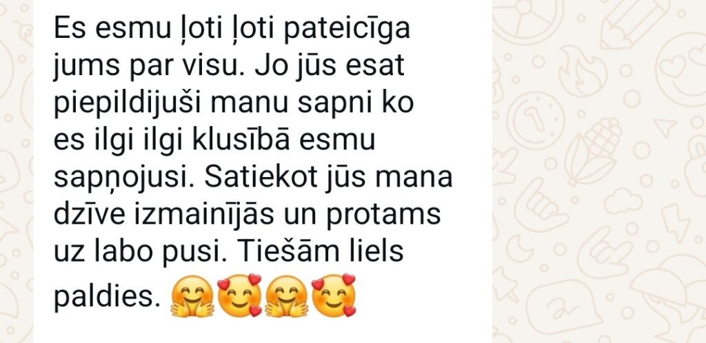 Klientu atsauksme par Aronbergs individuālo seansu